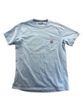 Carhartt Mens Force Work T-Shirt Size Medium Blue Relaxed Fit Casual Pocket Tee